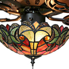 Ventilateur de plafond Halston en vitrail de style Tiffany - Épice - 52L x 52W x 19H - 52L x 52W x 19H