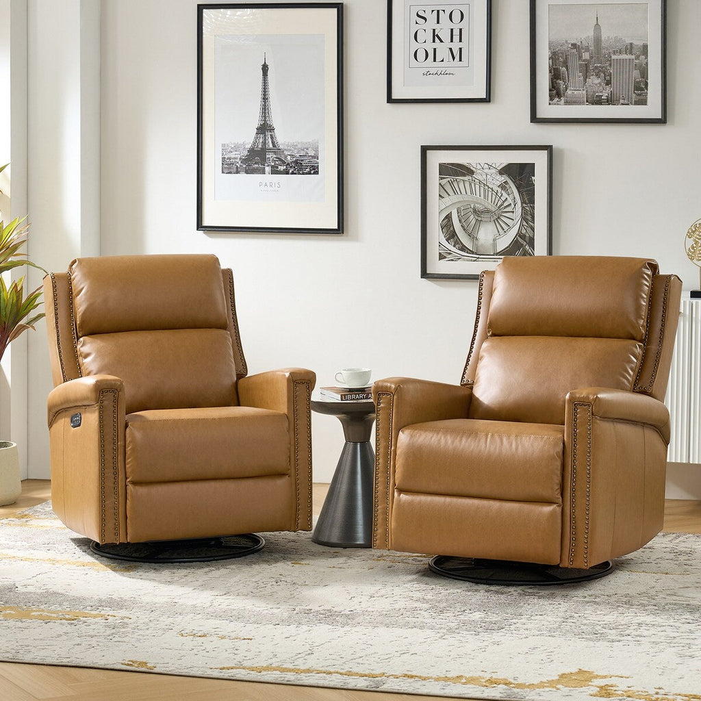 Ensemble de 2 fauteuils inclinables électriques pivotants et à bascule traditionnels Tobias par HULALA HOME