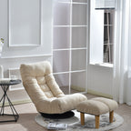 Ensemble de fauteuil inclinable rembourré sans accoudoirs avec pouf et appui-tête réglable