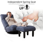 Ensemble de fauteuil inclinable rembourré sans accoudoirs avec pouf et appui-tête réglable