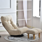 Ensemble de fauteuil inclinable rembourré sans accoudoirs avec pouf et appui-tête réglable