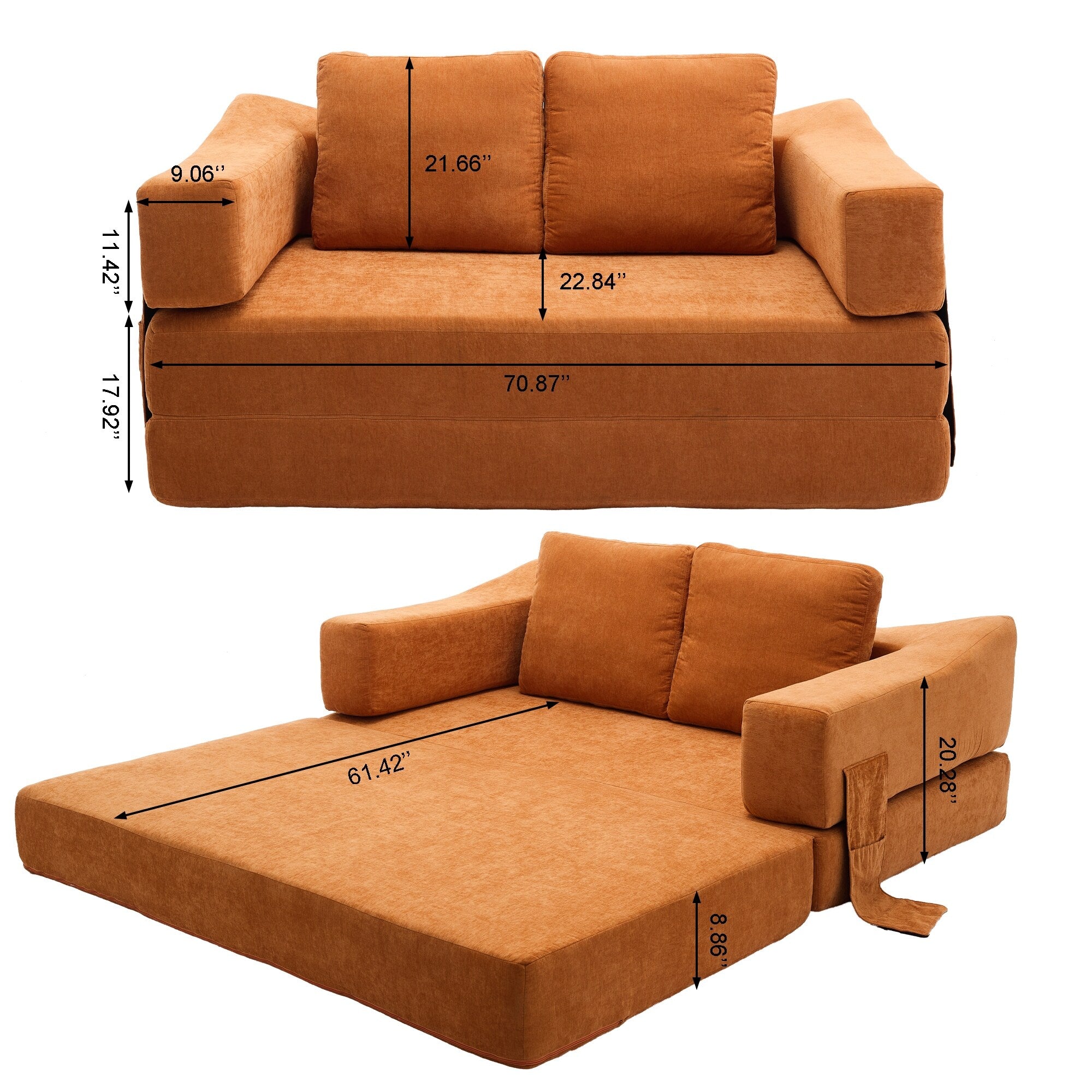 Canapé-lit convertible rembourré 70,87 $, fauteuil convertible, canapé de sol confortable pour salon, chambre, tissu chenille