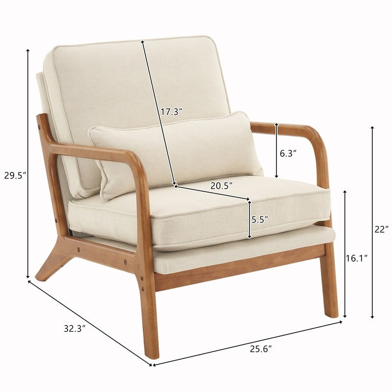 Chaise d'appoint rembourrée de style moderne du milieu du siècle