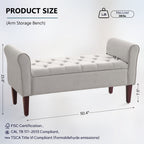 Banc de rangement rembourré, banc d'entrée avec dessus rabattable touffeté, 50,4 pouces