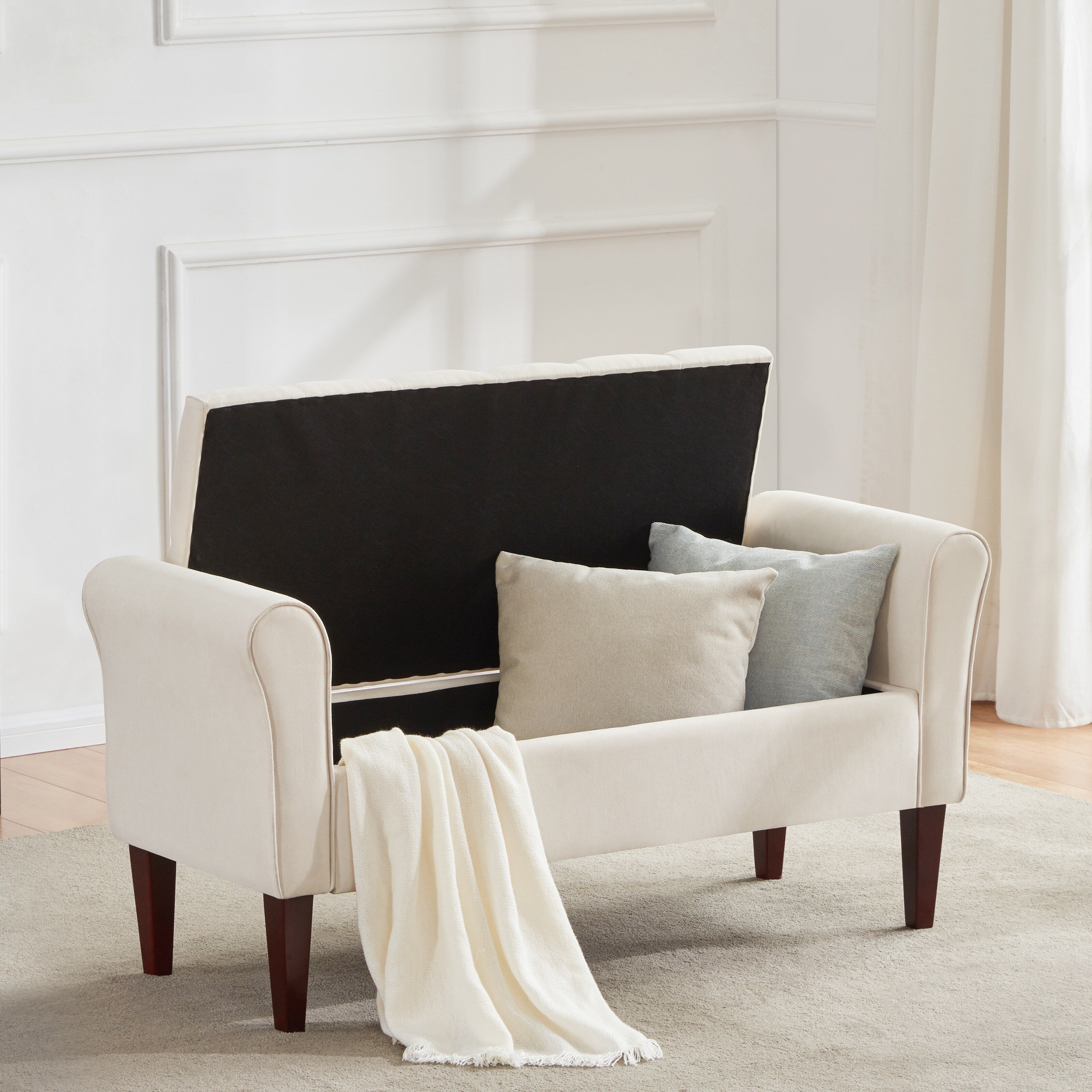Banc de rangement rembourré, banc d'entrée avec dessus rabattable touffeté, 50,4 pouces