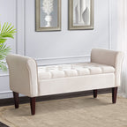 Banc de rangement rembourré, banc d'entrée avec dessus rabattable touffeté, 50,4 pouces
