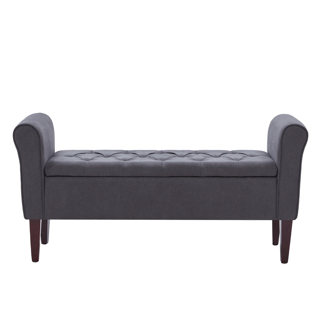 Banc de rangement rembourré, banc d'entrée avec dessus rabattable touffeté, 50,4 pouces