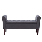 Banc de rangement rembourré, banc d'entrée avec dessus rabattable touffeté, 50,4 pouces