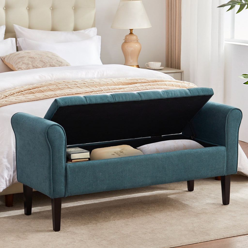 Banc de rangement rembourré, banc d'entrée avec dessus rabattable touffeté, 50,4 pouces