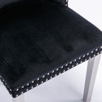 Chaise de salle à manger capitonnée en velours avec pieds en bois massif, lot de 6