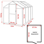 Serre de jardin en aluminium VEIKOUS avec ventilation de toit réglable et porte verrouillable, gris