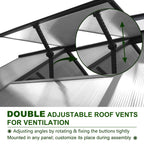 Serre de jardin en aluminium VEIKOUS avec ventilation de toit réglable et porte verrouillable, gris