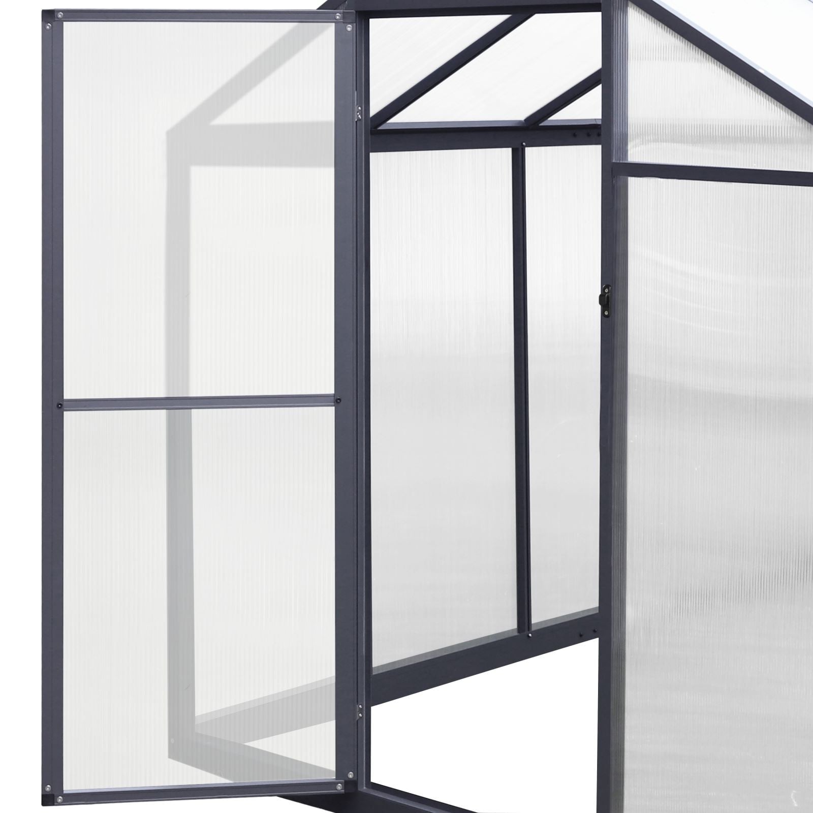 Serre de jardin en aluminium VEIKOUS avec ventilation de toit réglable et porte verrouillable, gris