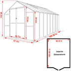 Serre de jardin en aluminium VEIKOUS avec ventilation de toit réglable et porte verrouillable, gris