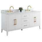 Meuble-lavabo double vasque Vanity Art 72 avec plateau en marbre reconstitué