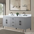 Meuble-lavabo double vasque Vanity Art 72 avec plateau en marbre reconstitué