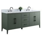Meuble-lavabo double vasque Vanity Art 72 avec plateau en marbre reconstitué