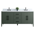 Meuble-lavabo double vasque Vanity Art 72 avec plateau en marbre reconstitué