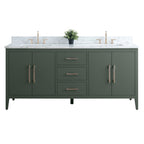 Meuble-lavabo double vasque Vanity Art 72 avec plateau en marbre reconstitué