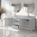 Meuble-lavabo double vasque Vanity Art 72 avec plateau en marbre reconstitué
