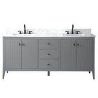 Meuble-lavabo double vasque Vanity Art 72 avec plateau en marbre reconstitué