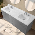 Meuble-lavabo double vasque Vanity Art 72 avec plateau en marbre reconstitué