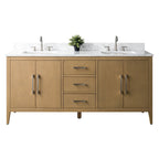 Meuble-lavabo double vasque Vanity Art 72 avec plateau en marbre reconstitué