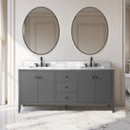 Meuble-lavabo double vasque Vanity Art 72 avec plateau en marbre reconstitué