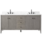 Meuble-lavabo double vasque Vanity Art 72 avec plateau en marbre reconstitué