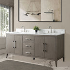 Meuble-lavabo double vasque Vanity Art 72 avec plateau en marbre reconstitué