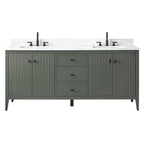 Meuble-lavabo double vasque Vanity Art 72 avec plateau en marbre reconstitué