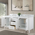 Meuble-lavabo double vasque Vanity Art 72 avec plateau en marbre reconstitué