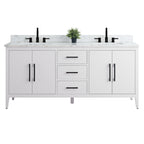 Meuble-lavabo double vasque Vanity Art 72 avec plateau en marbre reconstitué