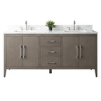 Meuble-lavabo double vasque Vanity Art 72 avec plateau en marbre reconstitué
