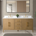 Meuble-lavabo double vasque Vanity Art 72 avec plateau en marbre reconstitué
