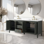 Meuble-lavabo double vasque Vanity Art 72 avec plateau en marbre reconstitué