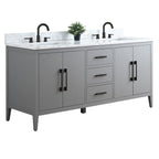 Meuble-lavabo double vasque Vanity Art 72 avec plateau en marbre reconstitué