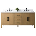 Meuble-lavabo double vasque Vanity Art 72 avec plateau en marbre reconstitué