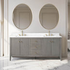 Meuble-lavabo double vasque Vanity Art 72 avec plateau en marbre reconstitué