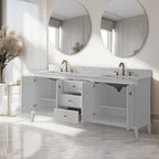 Meuble-lavabo double vasque Vanity Art 72 avec plateau en marbre reconstitué