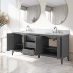 Meuble-lavabo double vasque Vanity Art 72 avec plateau en marbre reconstitué