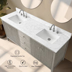 Meuble-lavabo double vasque Vanity Art 72 avec plateau en marbre reconstitué