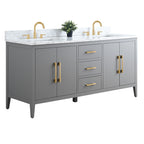Meuble-lavabo double vasque Vanity Art 72 avec plateau en marbre reconstitué