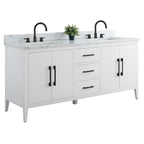 Meuble-lavabo double vasque Vanity Art 72 avec plateau en marbre reconstitué