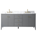 Meuble-lavabo double vasque Vanity Art 72 avec plateau en marbre reconstitué