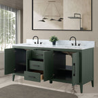 Meuble-lavabo double vasque Vanity Art 72 avec plateau en marbre reconstitué
