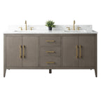 Meuble-lavabo double vasque Vanity Art 72 avec plateau en marbre reconstitué