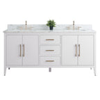 Meuble-lavabo double vasque Vanity Art 72 avec plateau en marbre reconstitué