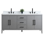 Meuble-lavabo double vasque Vanity Art 72 avec plateau en marbre reconstitué