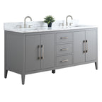 Meuble-lavabo double vasque Vanity Art 72 avec plateau en marbre reconstitué